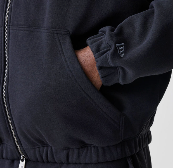 Chicago Bulls NBA Linear Black Oversized Full Zip Hoodie