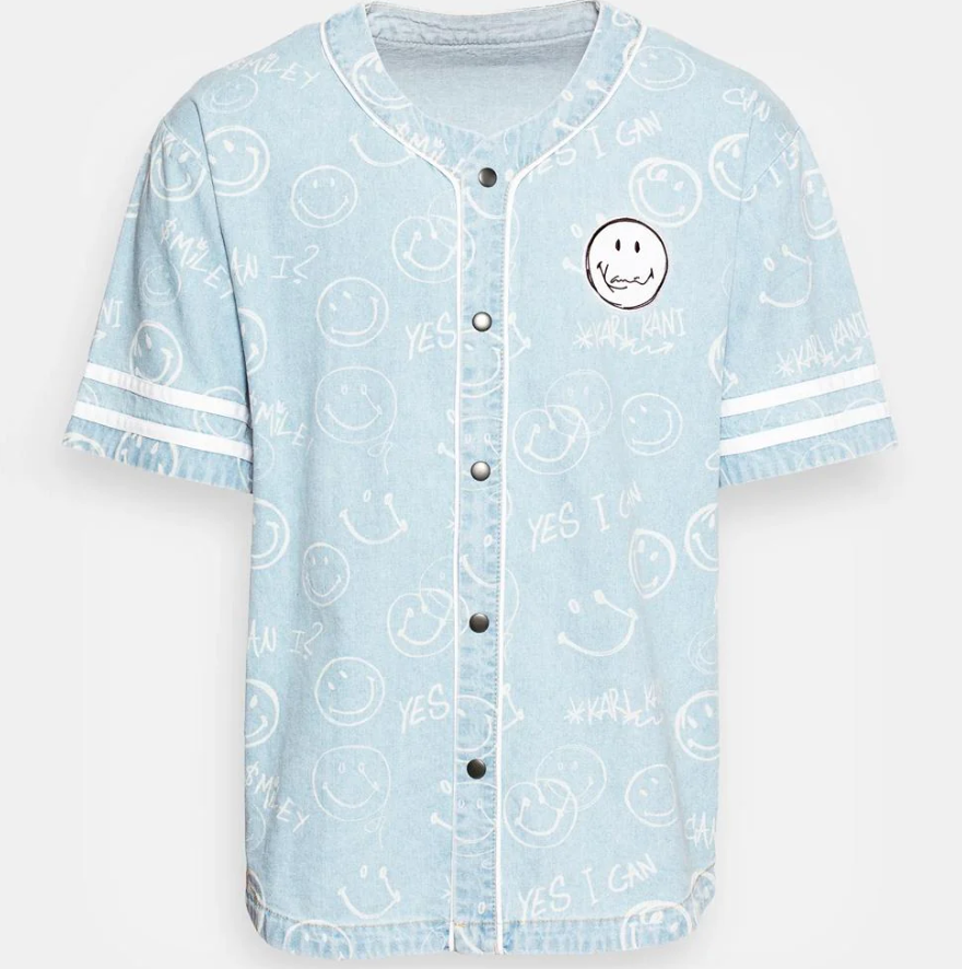 T-SHIRT KARL KANI OG SMILEY DENIM BASEBALL