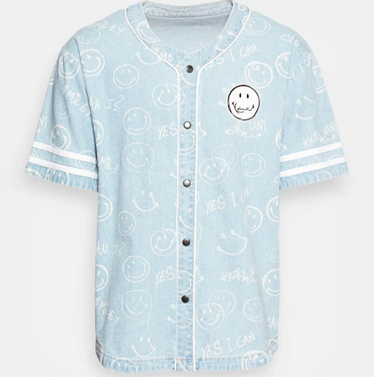 T-SHIRT KARL KANI OG SMILEY DENIM BASEBALL