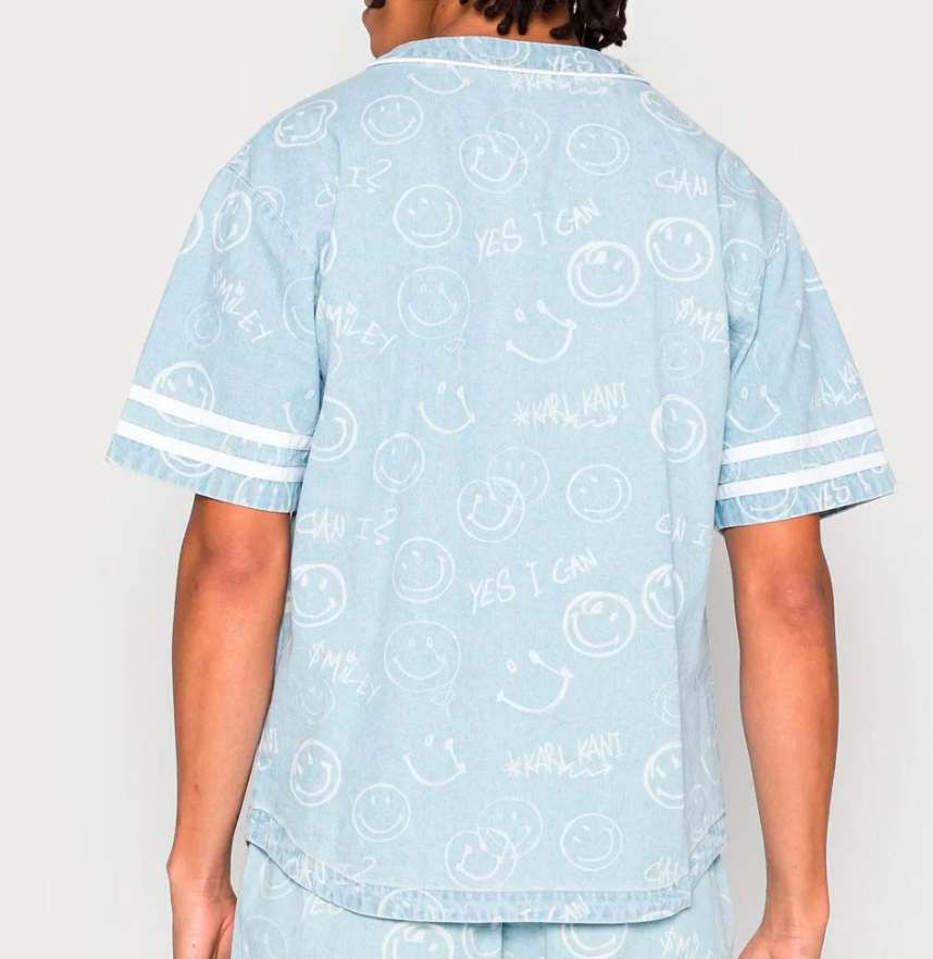 T-SHIRT KARL KANI OG SMILEY DENIM BASEBALL