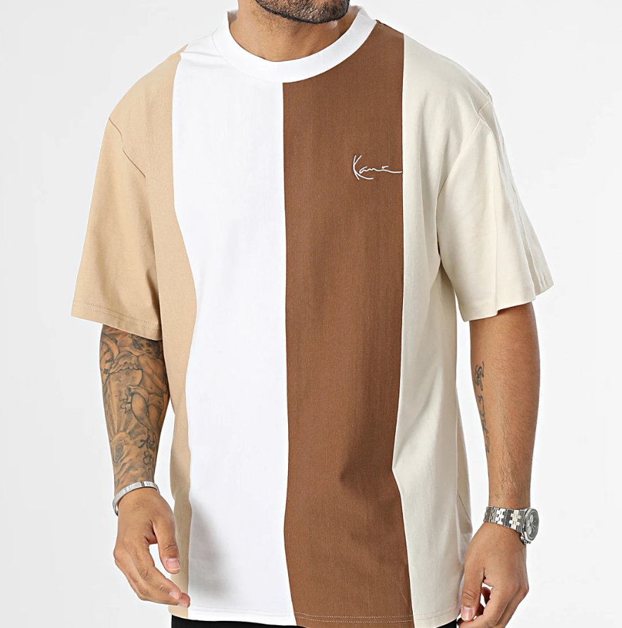 T-SHIRT KARL KANI CHEST SIGNATURE OS STRIPE