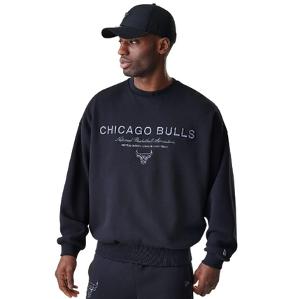 Chicago Bulls NBA Linear Black Crew Neck Sweater