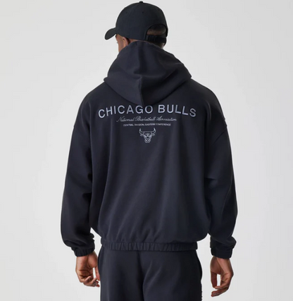 Chicago Bulls NBA Linear Black Oversized Full Zip Hoodie